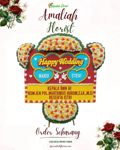 Karangan Papan Bunga Pernikahan di Pare